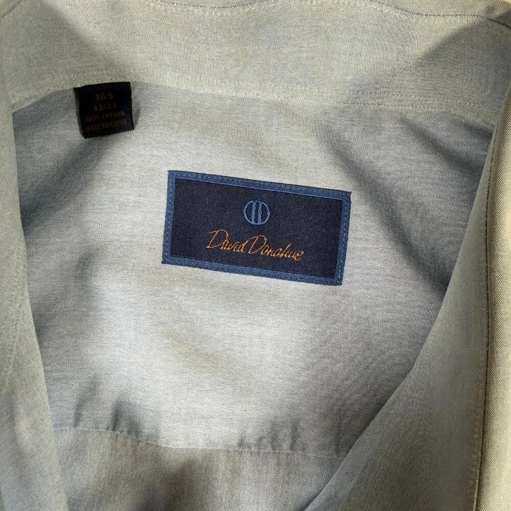 David Donahue Dress Shirt Men Size 16.5 32 / 33 Blue Long Sleeve 100% Cotton GUC - Picture 8 of 11